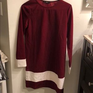 Long sleeve burgundy dress